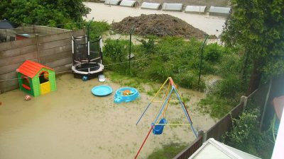 flooded backyard