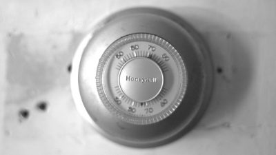 home thermostat in grey scale