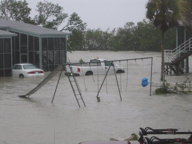 A submerged swingset after Hurricane Katrina