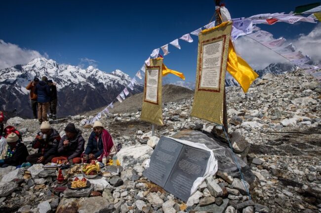 Two plaques with poems as part of a glacier ceremony