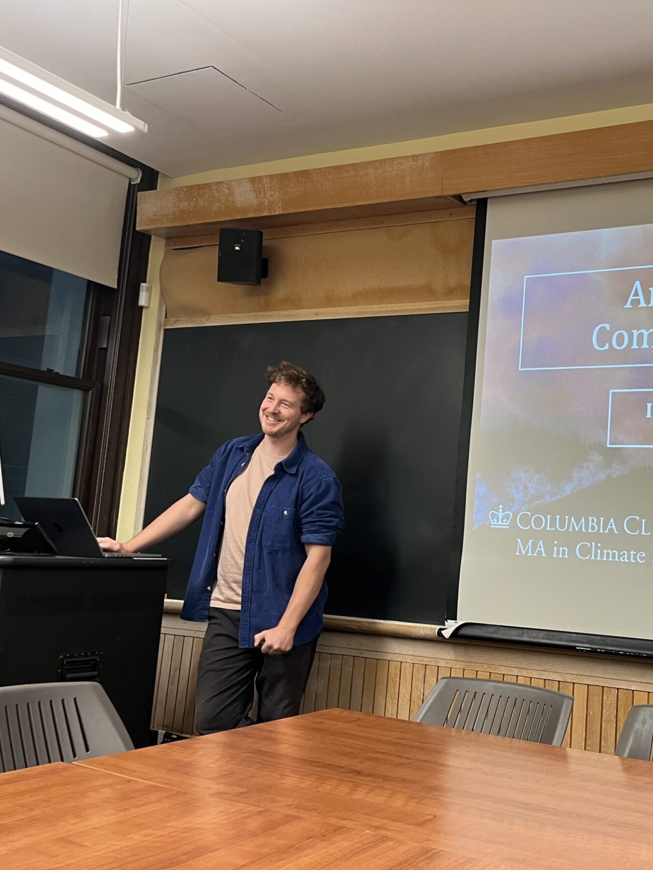 Climate physicist Kai Kornhuber teaching his class, An Introduction to Complex Climate Risk