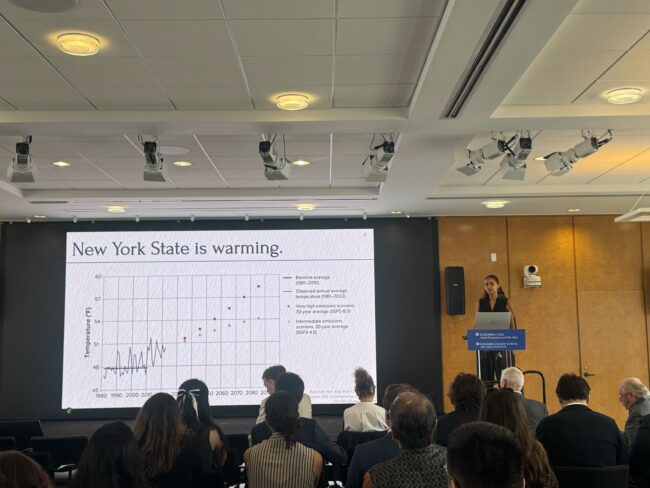 A photo from the MPA-ESP midterm briefing. This briefing has to do with sustainable shade infrastructure in New York State.