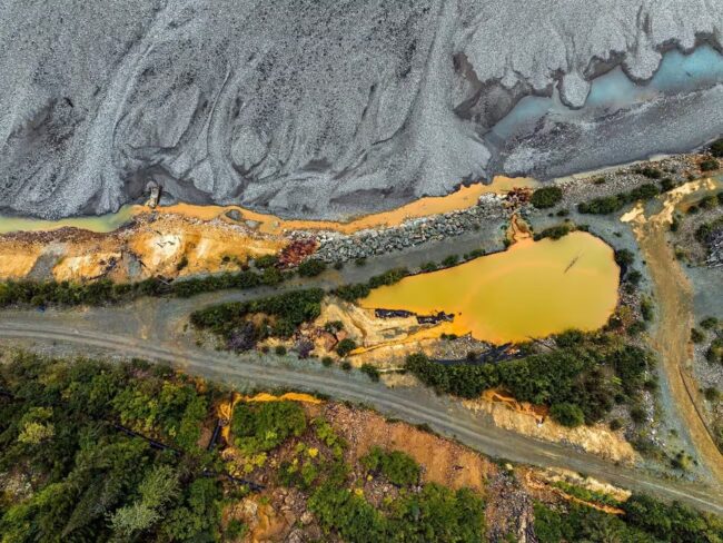 The banks of the Tulsequah River, where the abandoned Tulsequah Chief Mine leaks acid mine drainage