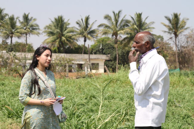 Stuti Banga interviews a farmer in India