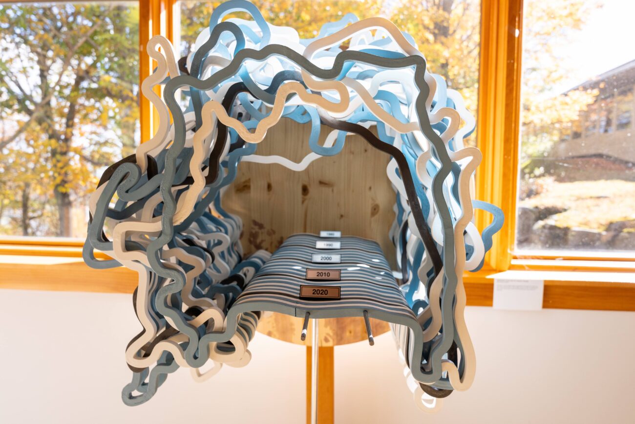 A 3-D sculpture showing September Arctic Sea ice volume change