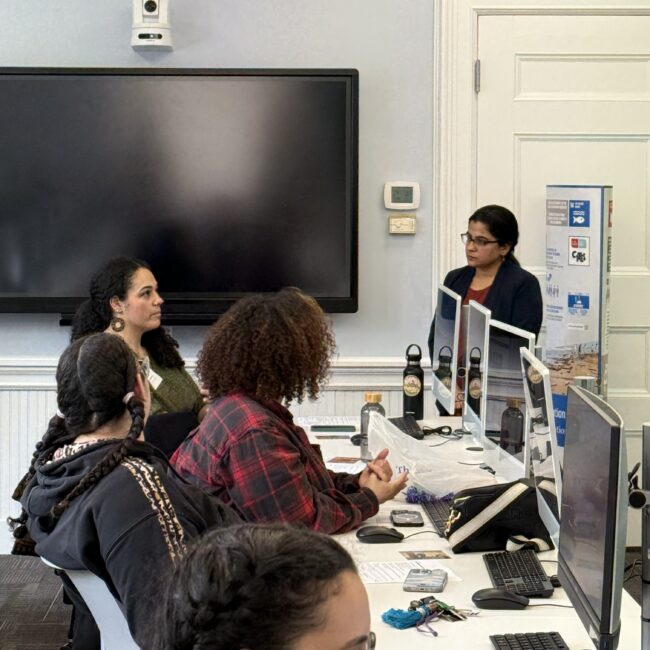 Radhika Iyengar presenting a curriculum to educators